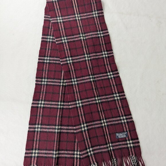 Burberry Accessories - Burberry Lambswool Check Scarf Maroon | Unisex | Designer | Quick Ship
